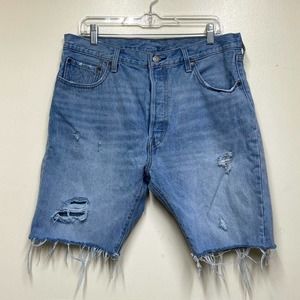 Levi’s Light Wash Distressed Button Fly 501 Shorts Mens Size 34 Levi’s Premium
